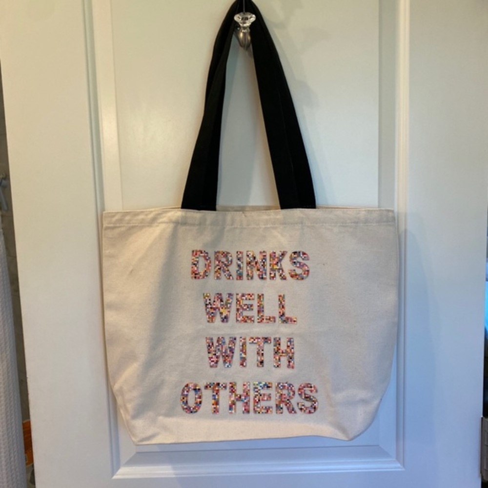Fallon & Royce Drinks Well With Others Confetti Bead Tote NWOT